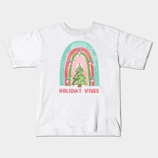 Boho Rainbow Holiday Vibes Kids T-Shirt